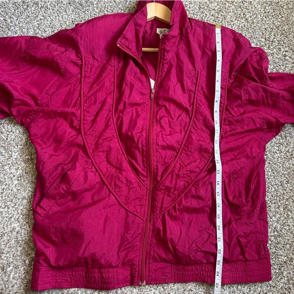 Vintage Retro Pink Bomber Jacket with Elastic Cuffs and Standing Collar 80s - Picture 6 of 6